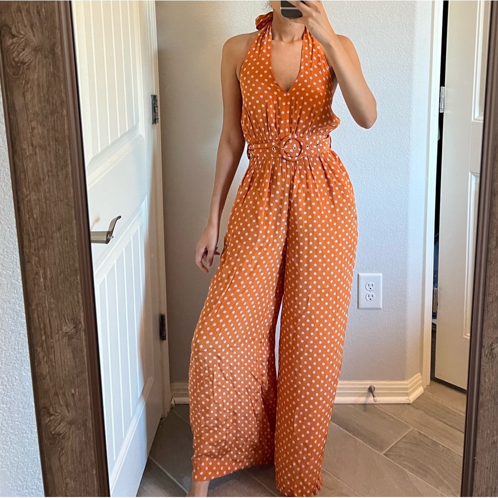 Orange Polka Dot Mango Jumpsuit